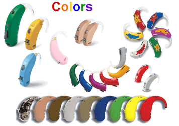 Hearing aids in all the colors of the rainbow.